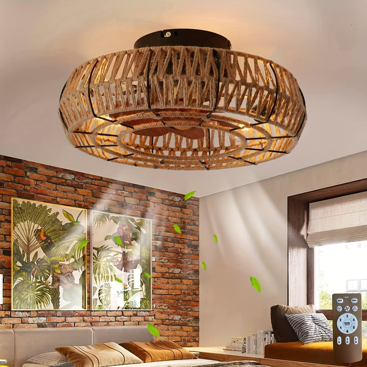 Handwoven Rattan Ceiling Fan Zen Style