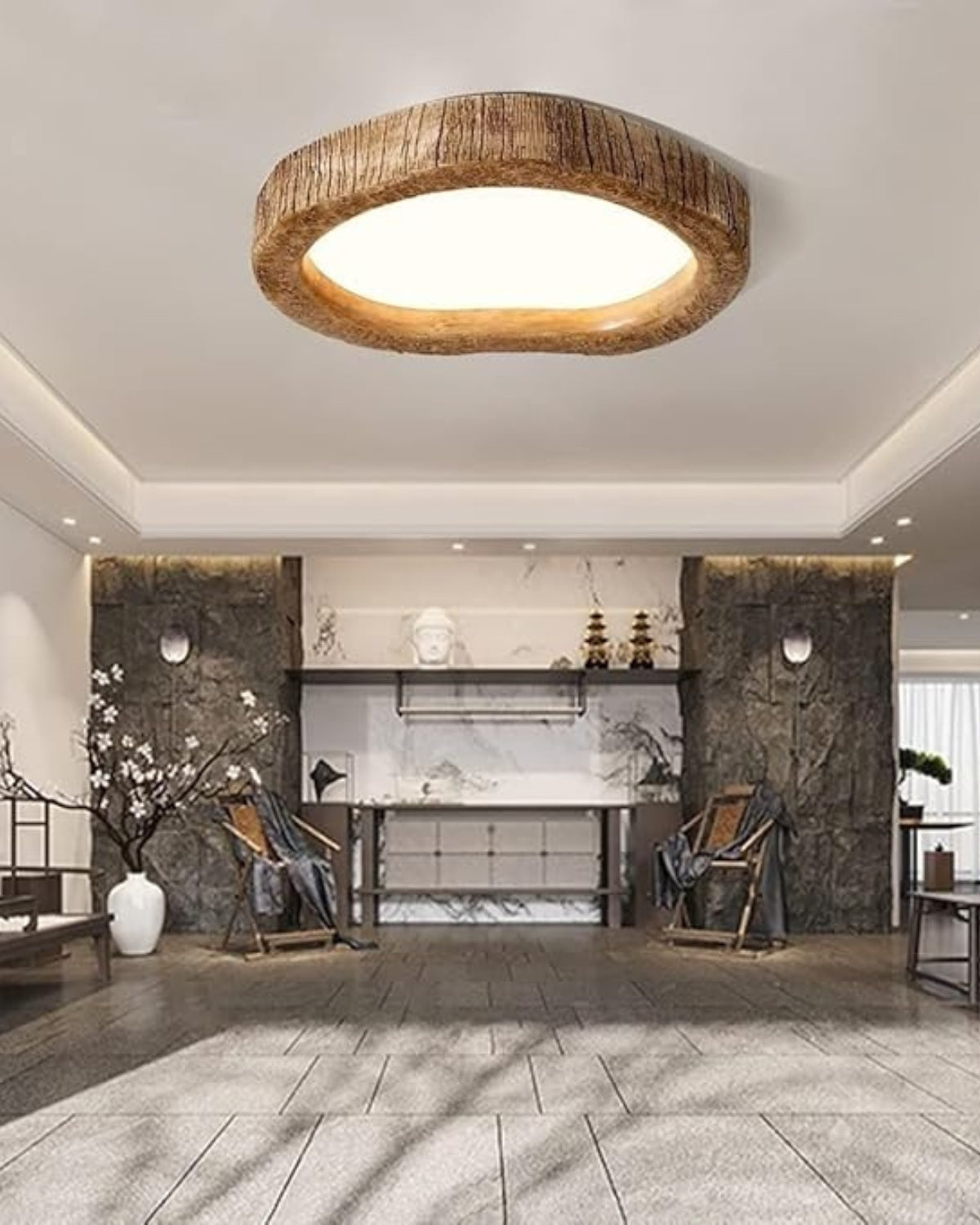 Halo Ceiling Lamp Made of Solid Wood
