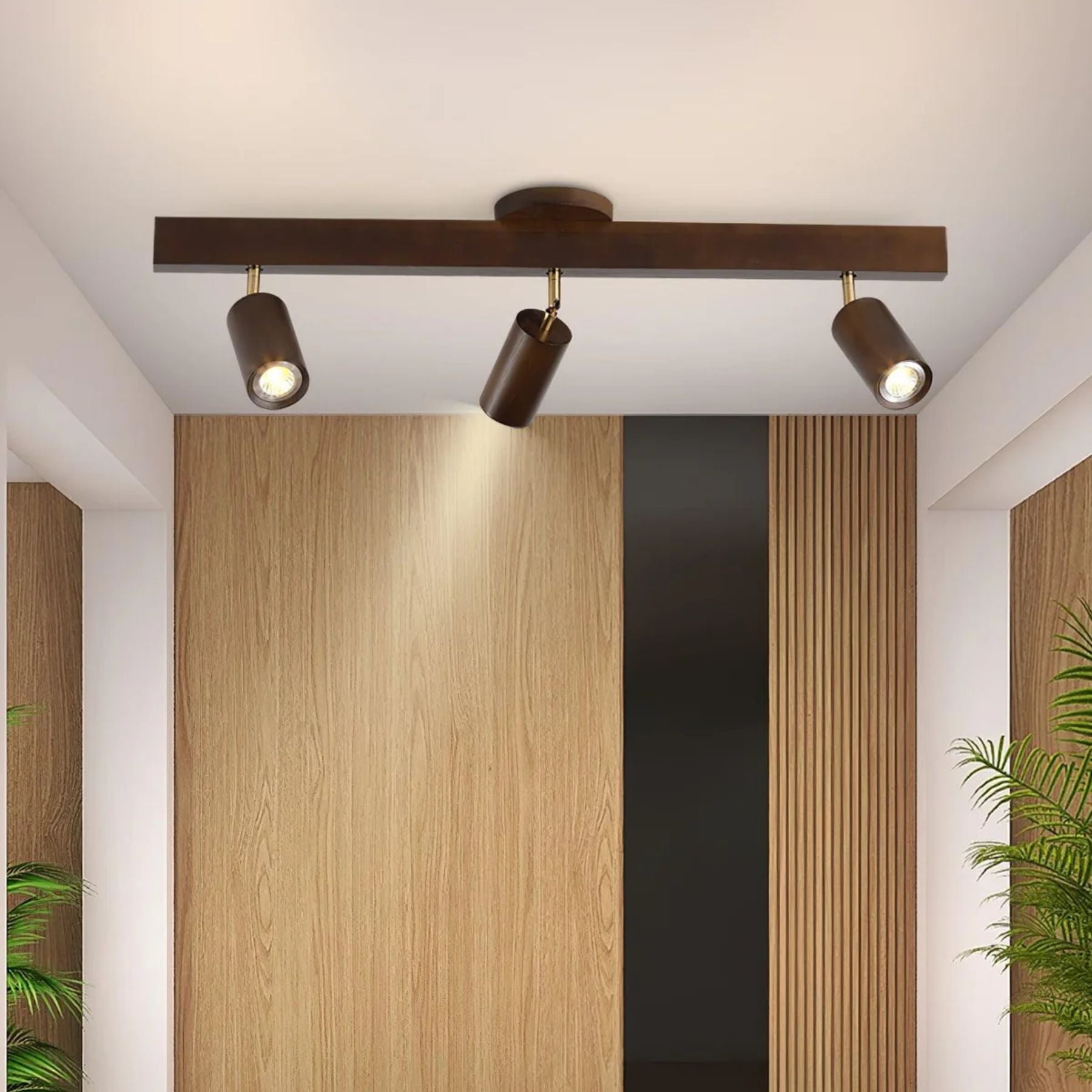 Adjustable Wooden Track Ceiling Lamp