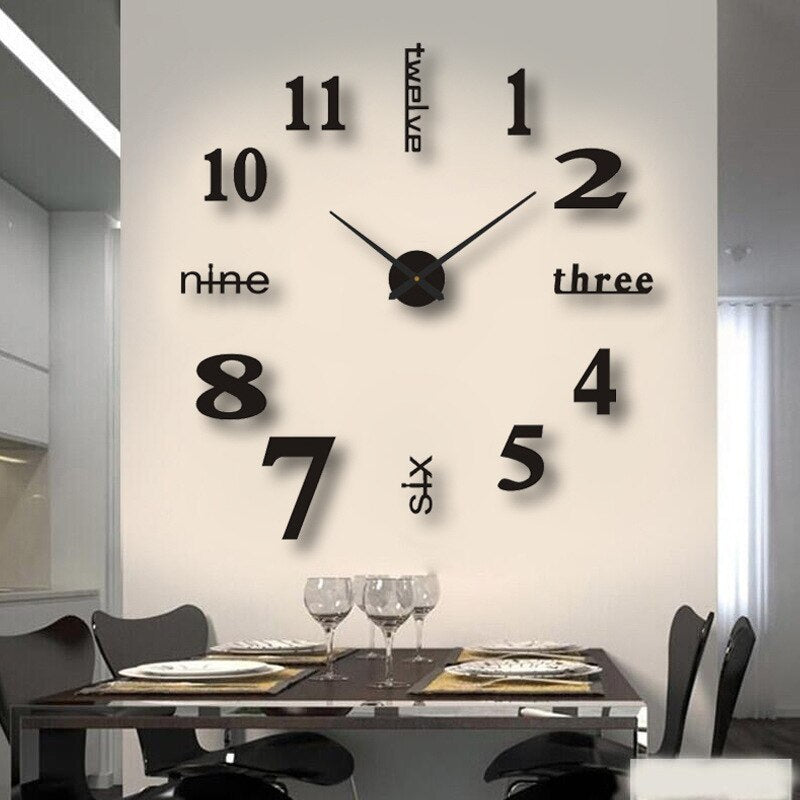 Modern 3D Wall Clock – Frameless Surface