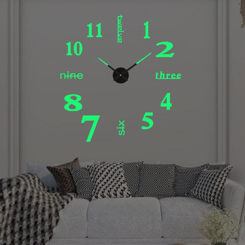 Modern 3D Wall Clock – Frameless Surface