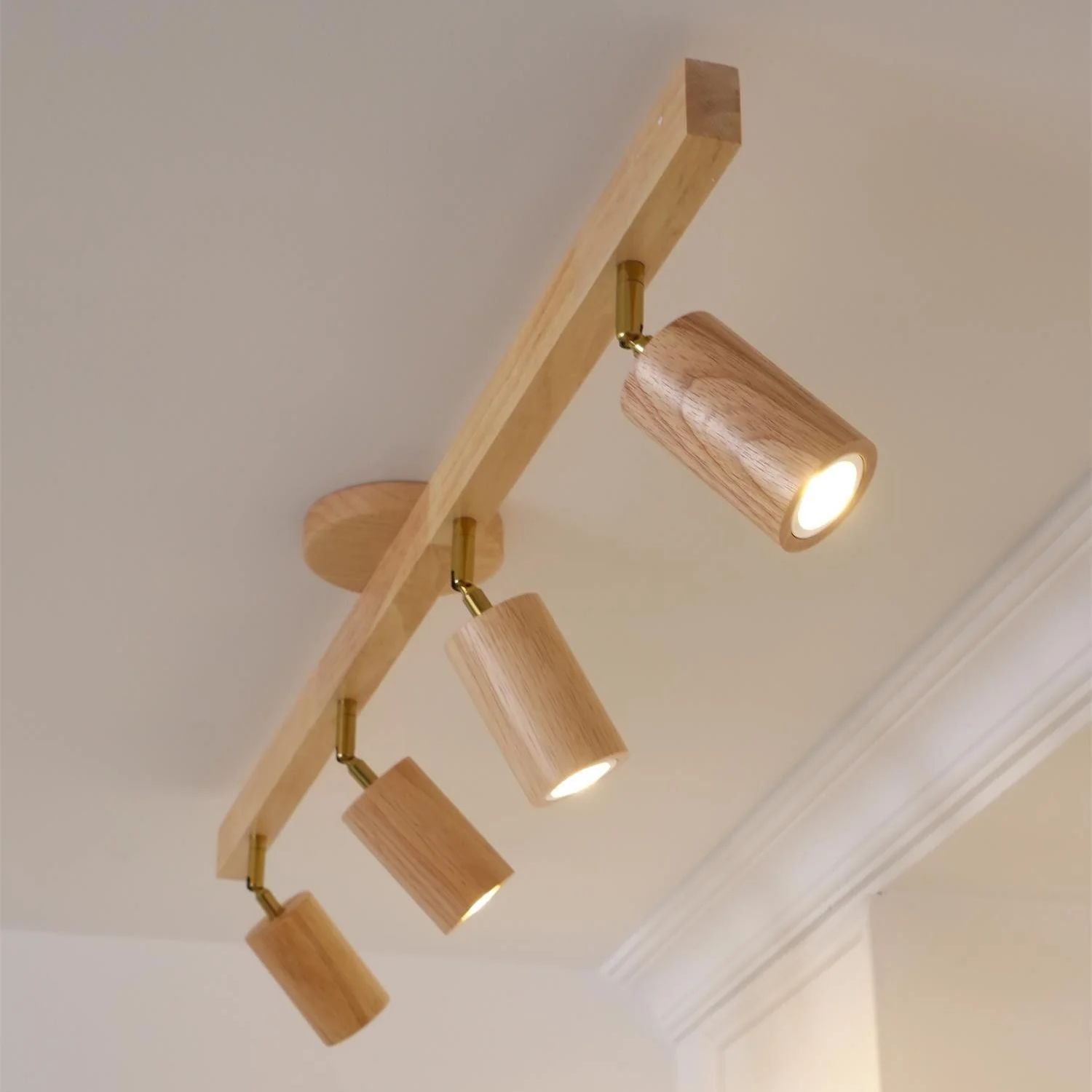 Adjustable Wooden Track Ceiling Lamp