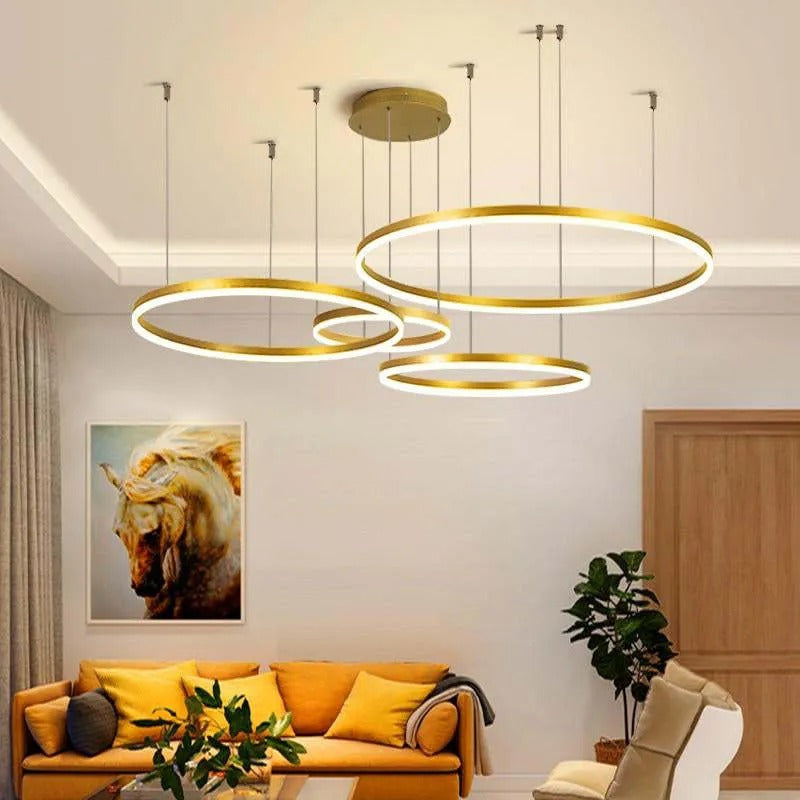 Modern Large Pendant Lights White Metal Tir-Circle