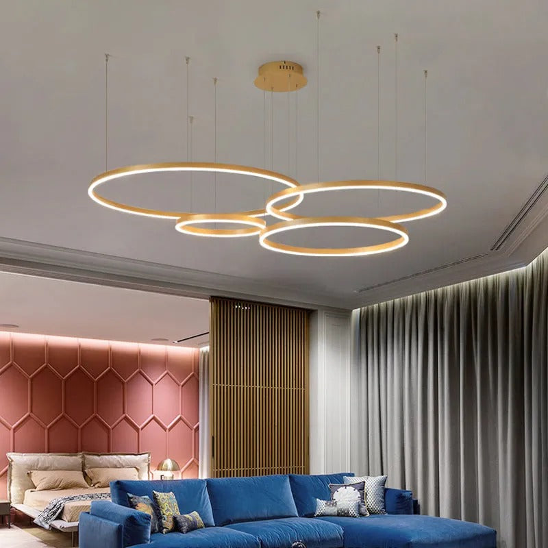 Modern Large Pendant Lights White Metal Tir-Circle
