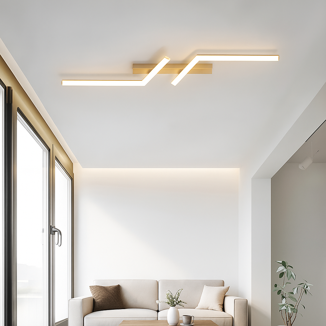 Linear LED Ceiling Lamp with Geometric Shape Modern