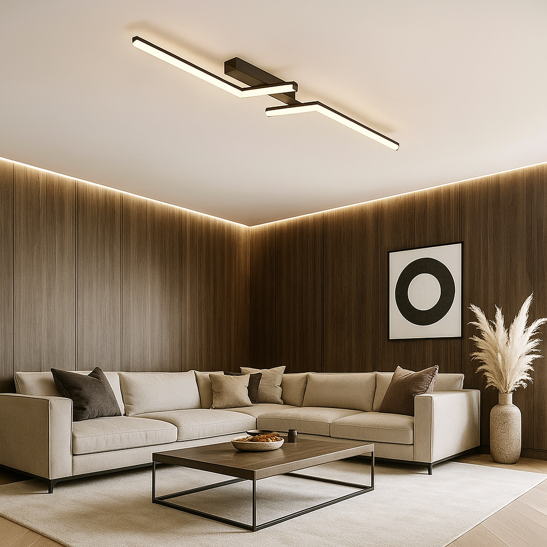 Linear LED Ceiling Lamp with Geometric Shape Modern