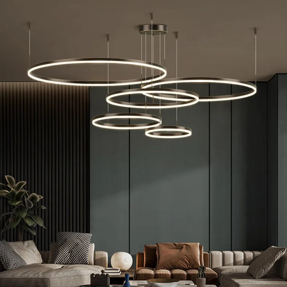Modern Large Pendant Lights White Metal Tir-Circle