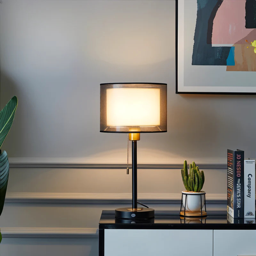 Table Lamp with Double Fabric Shade