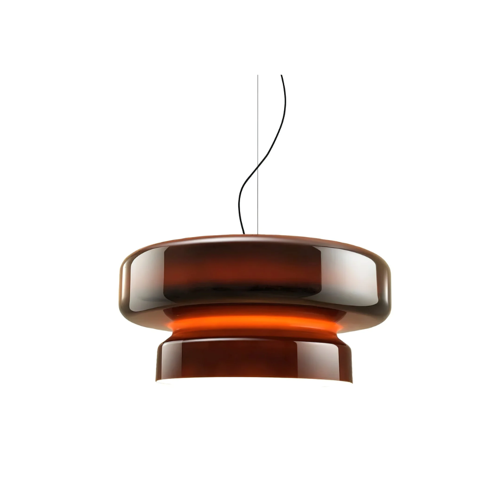 Retro Glass Pendant Light - Vintage Amber Hanging Globe Lamp