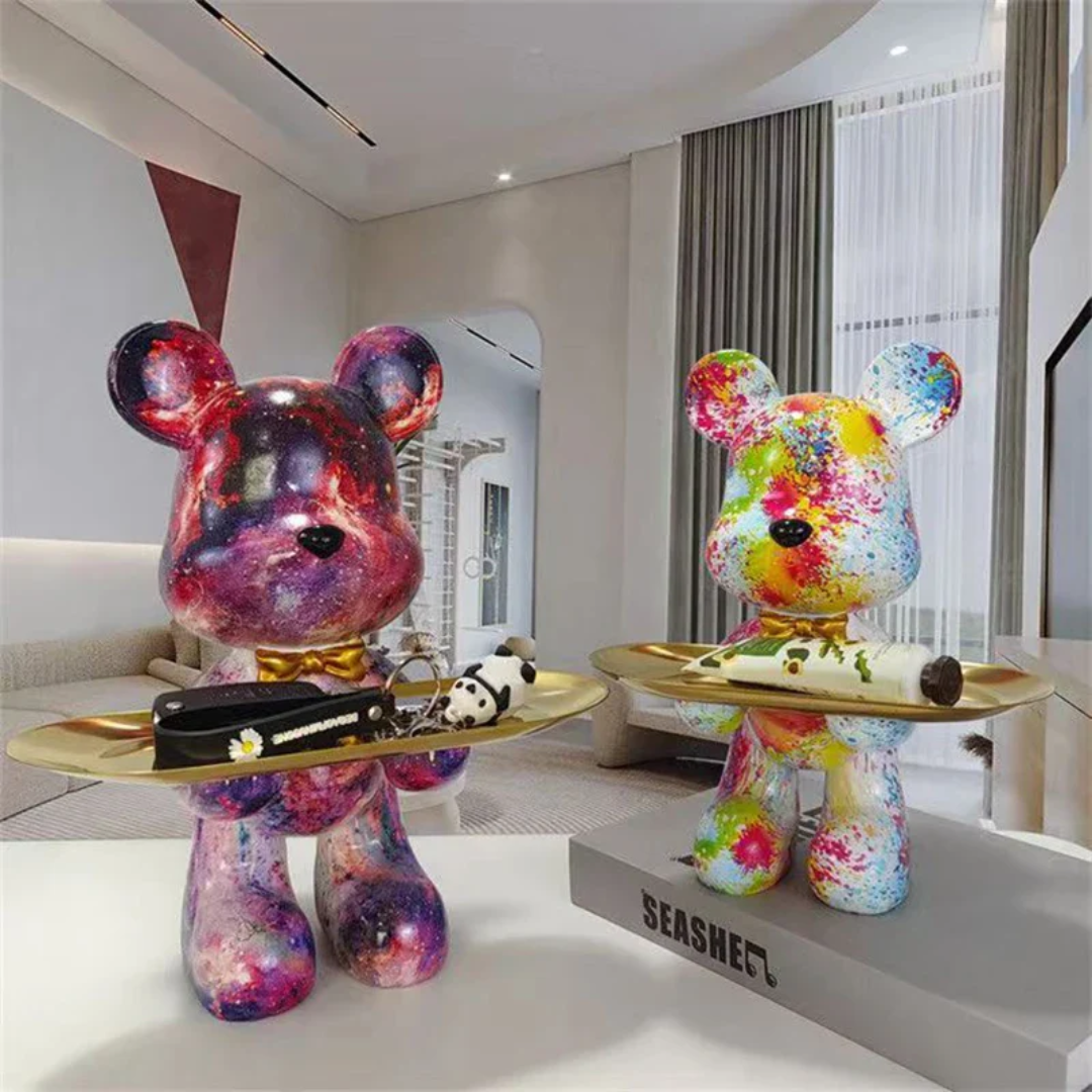 Artistic Graffiti Bear Sculpture