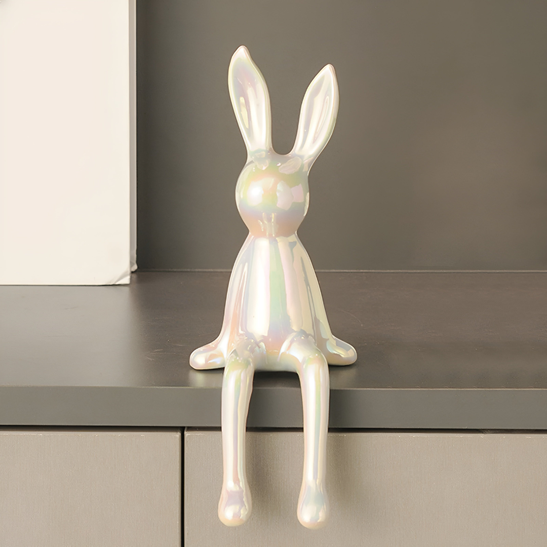 Shimmering Ceramic Rabbit Figurine