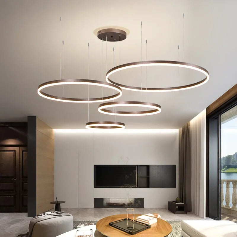 Modern Large Pendant Lights White Metal Tir-Circle