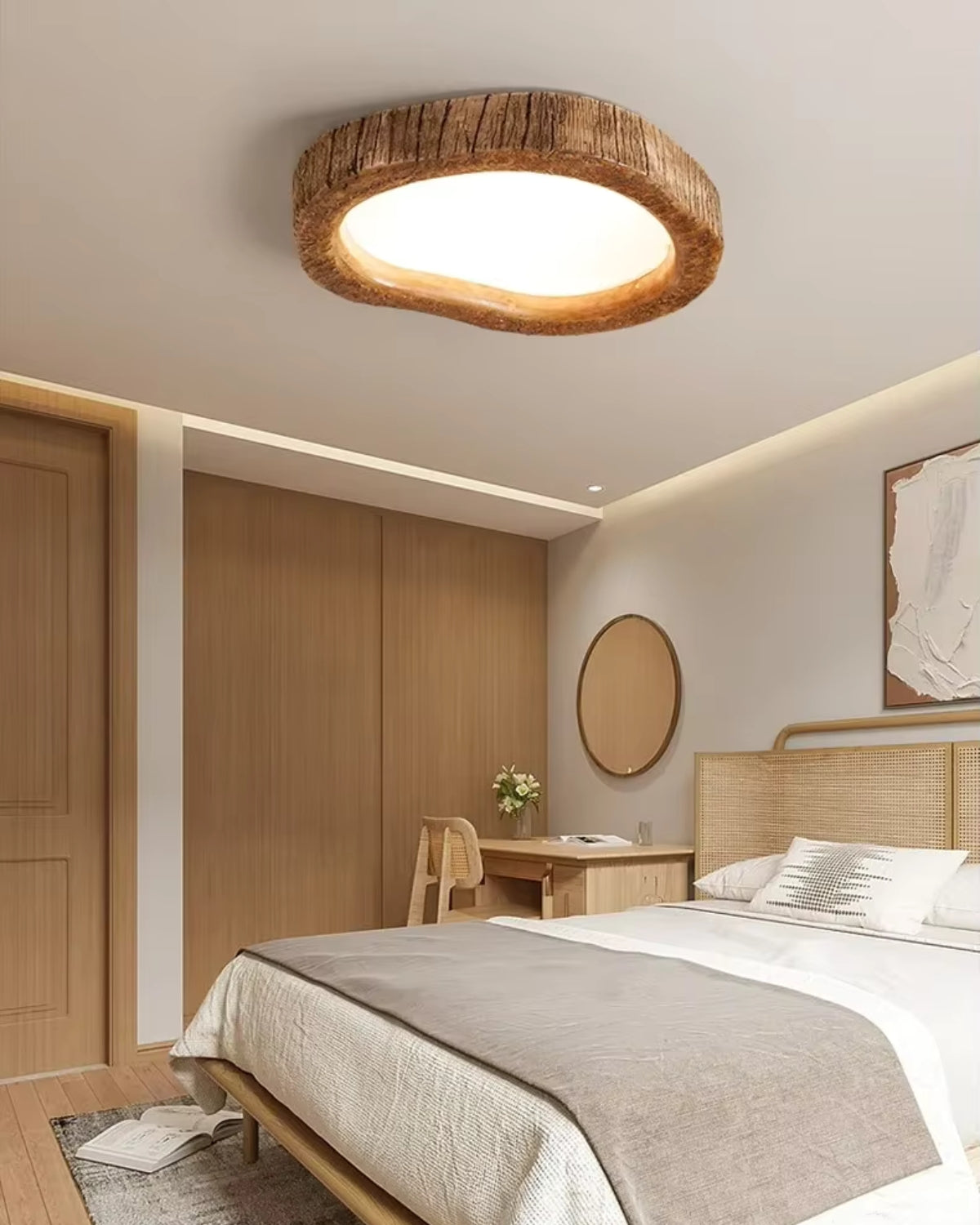 Halo Ceiling Lamp Made of Solid Wood