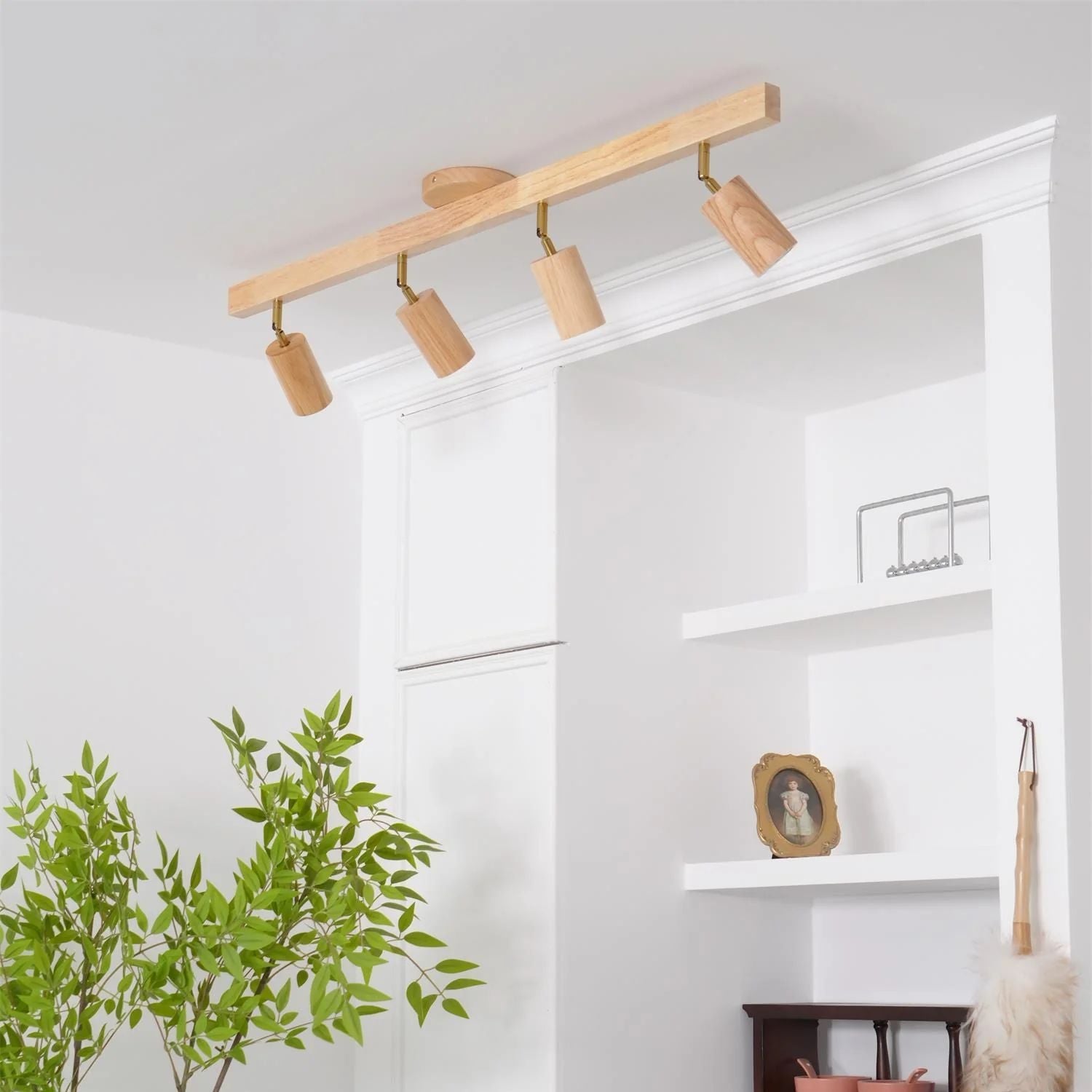 Adjustable Wooden Track Ceiling Lamp