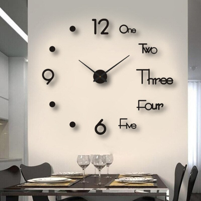 Modern 3D Wall Clock – Frameless Surface
