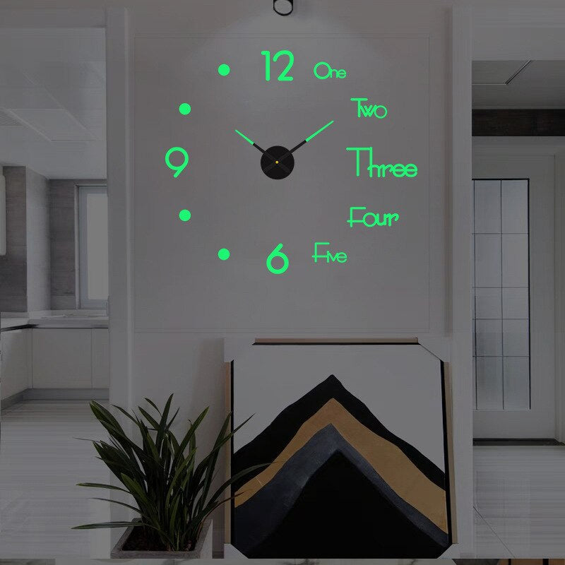 Modern 3D Wall Clock – Frameless Surface