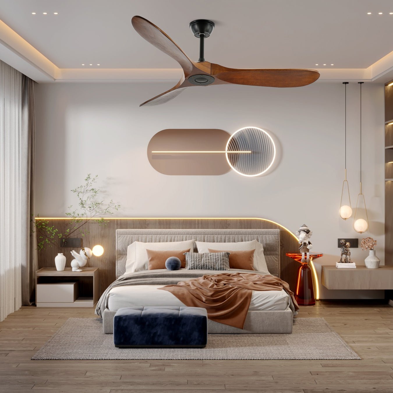 Modern 3-Blade Wooden Ceiling Fan