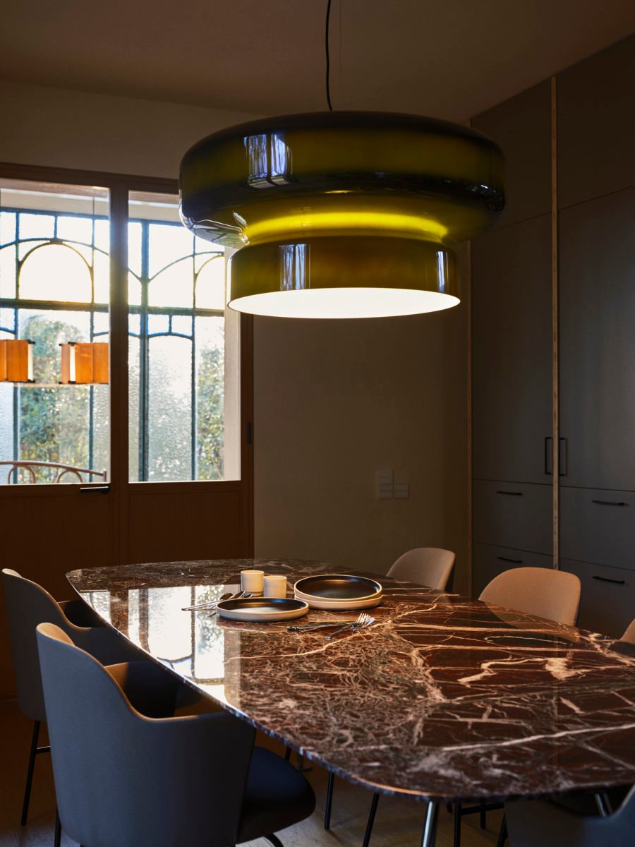 Retro Glass Pendant Light - Vintage Amber Hanging Globe Lamp