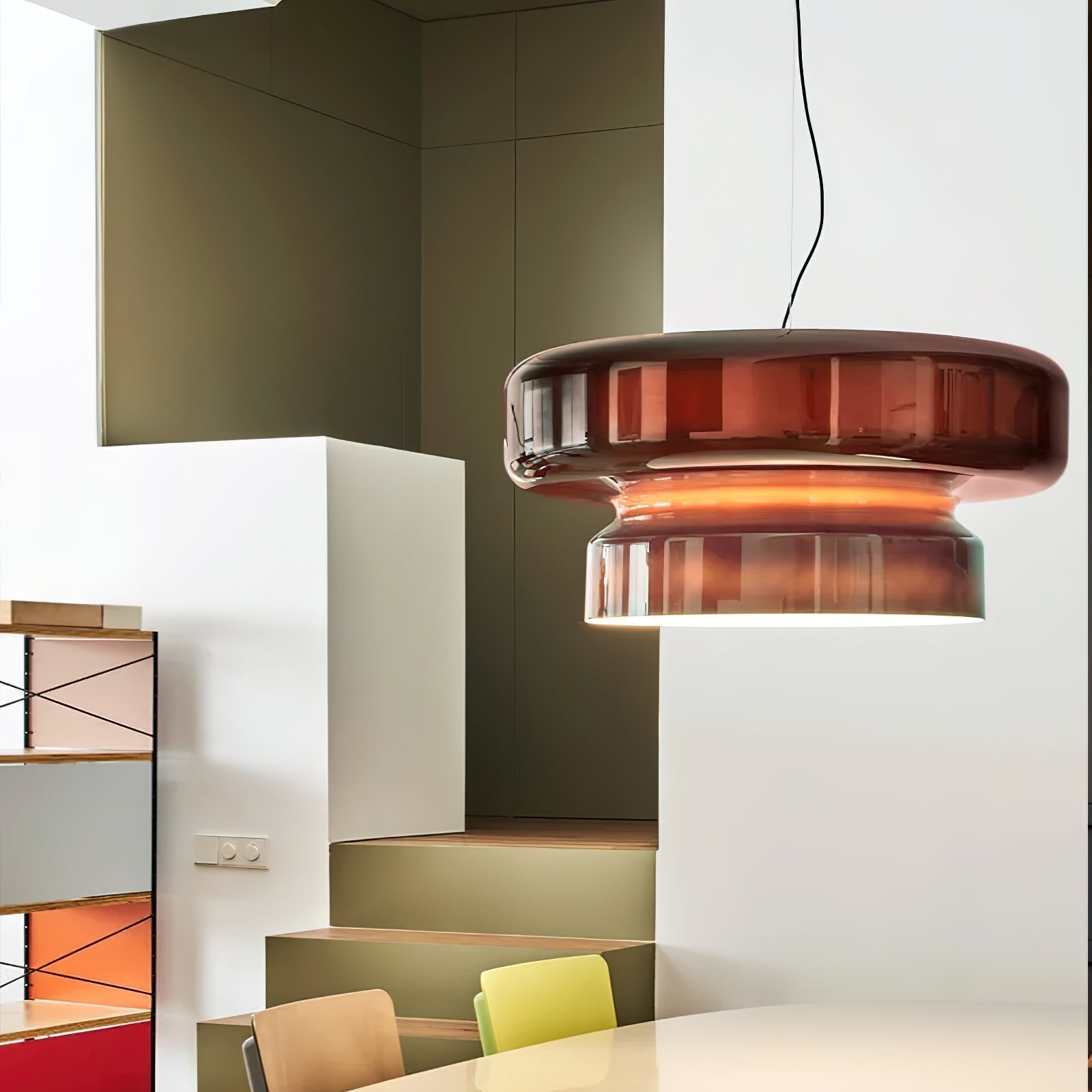 Retro Glass Pendant Light - Vintage Amber Hanging Globe Lamp