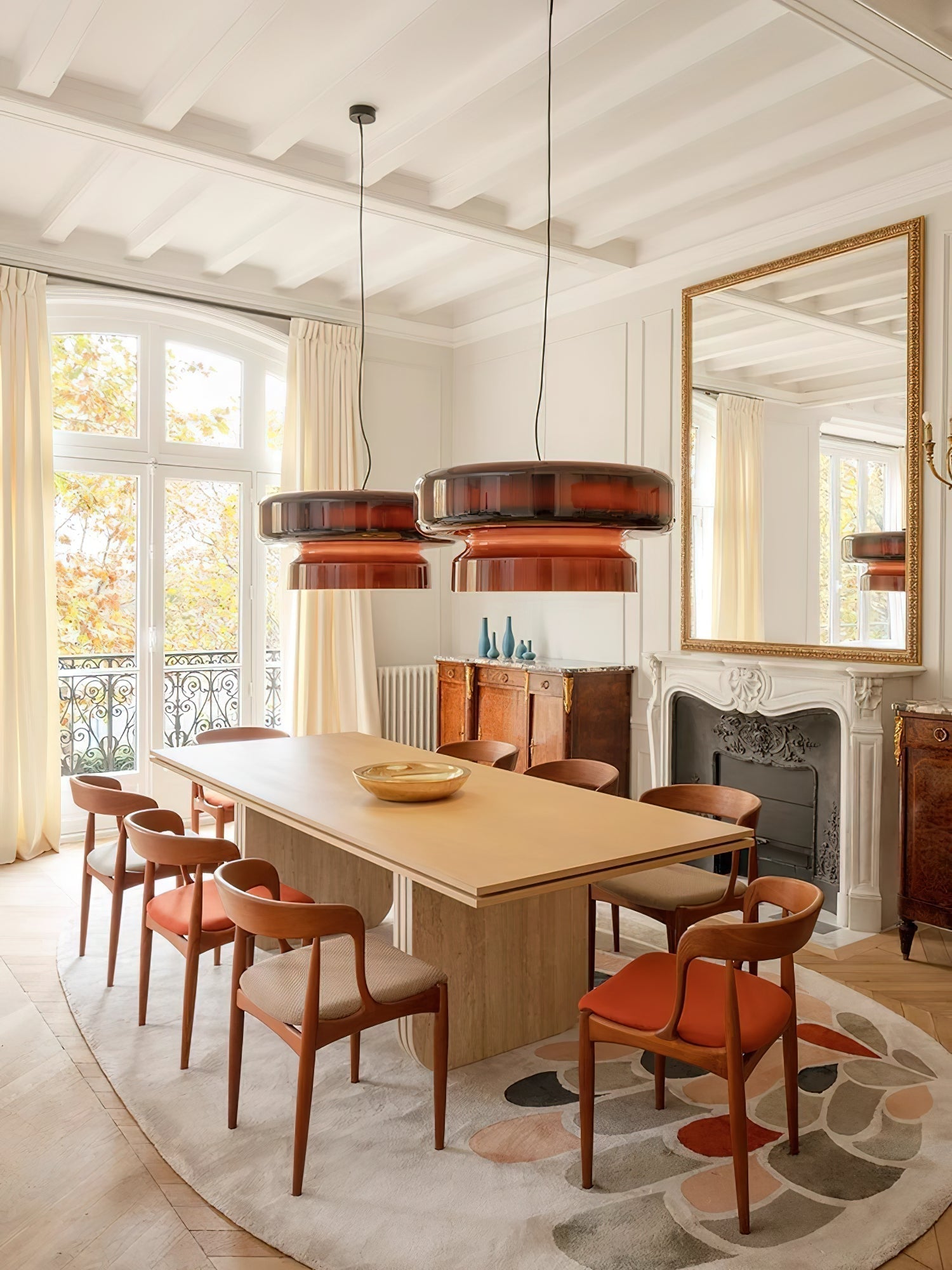 Retro Glass Pendant Light - Vintage Amber Hanging Globe Lamp