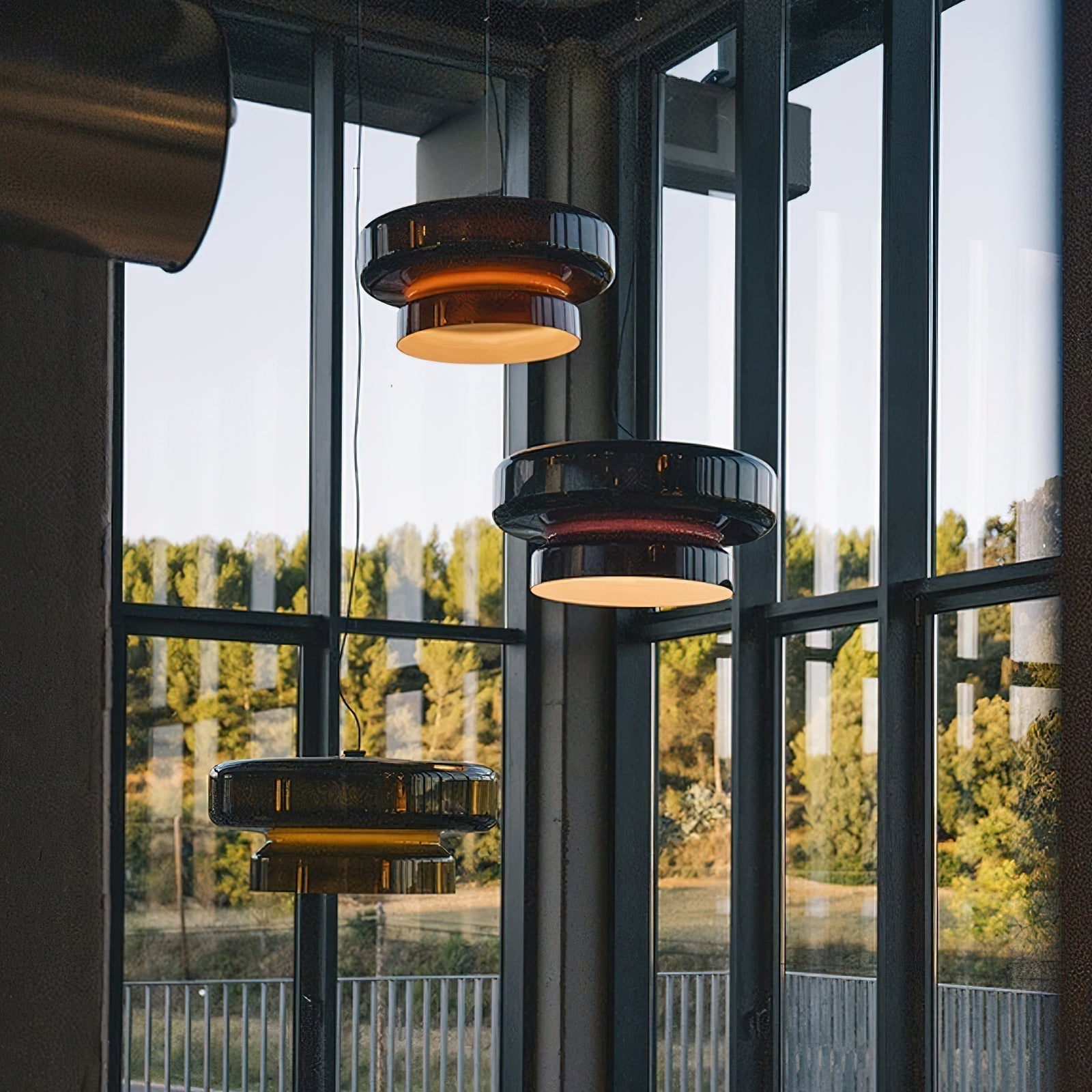 Retro Glass Pendant Light - Vintage Amber Hanging Globe Lamp