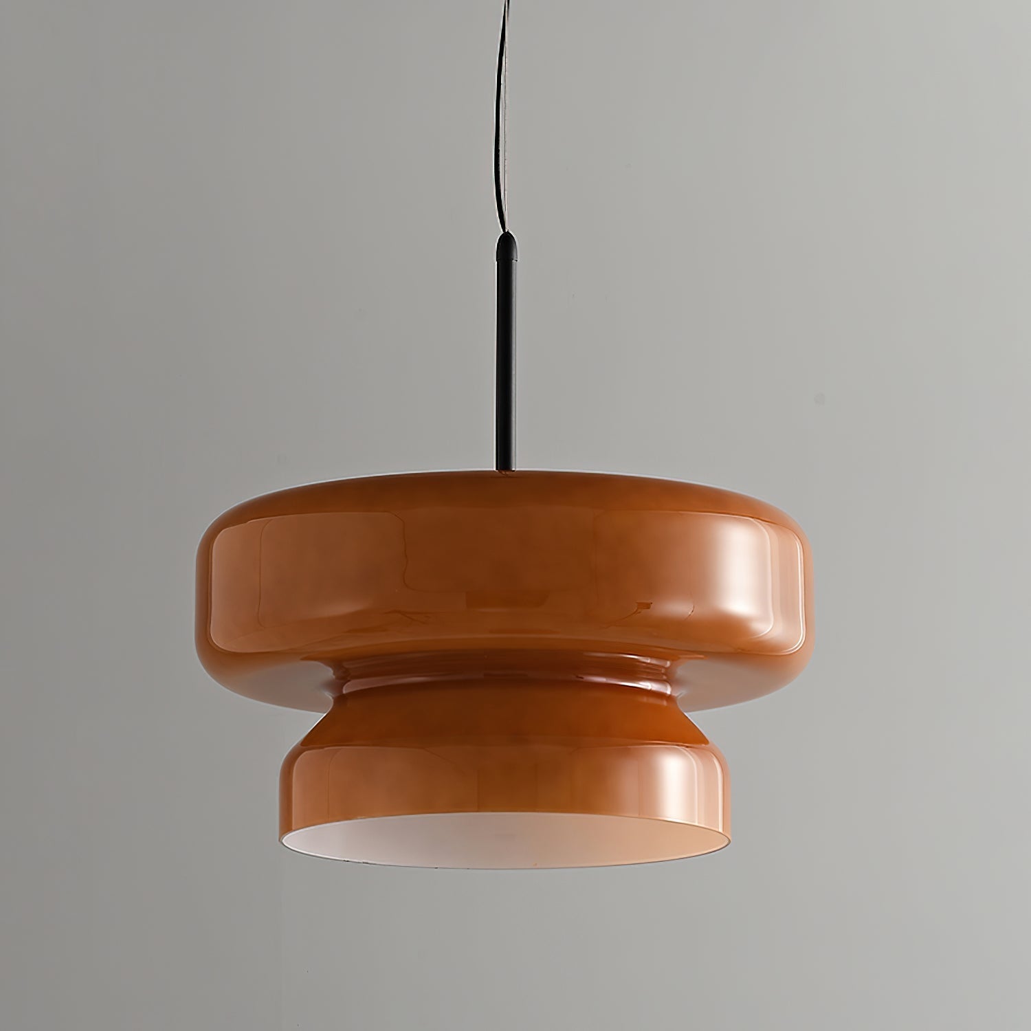 Retro Glass Pendant Light - Vintage Amber Hanging Globe Lamp