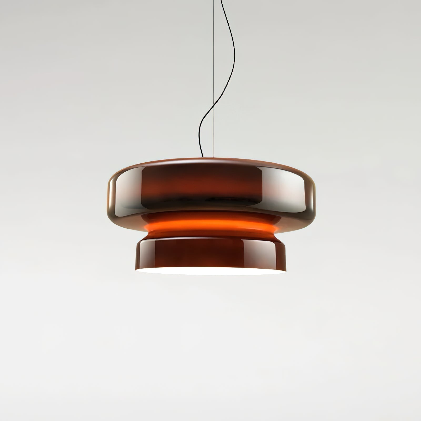 Retro Glass Pendant Light - Vintage Amber Hanging Globe Lamp