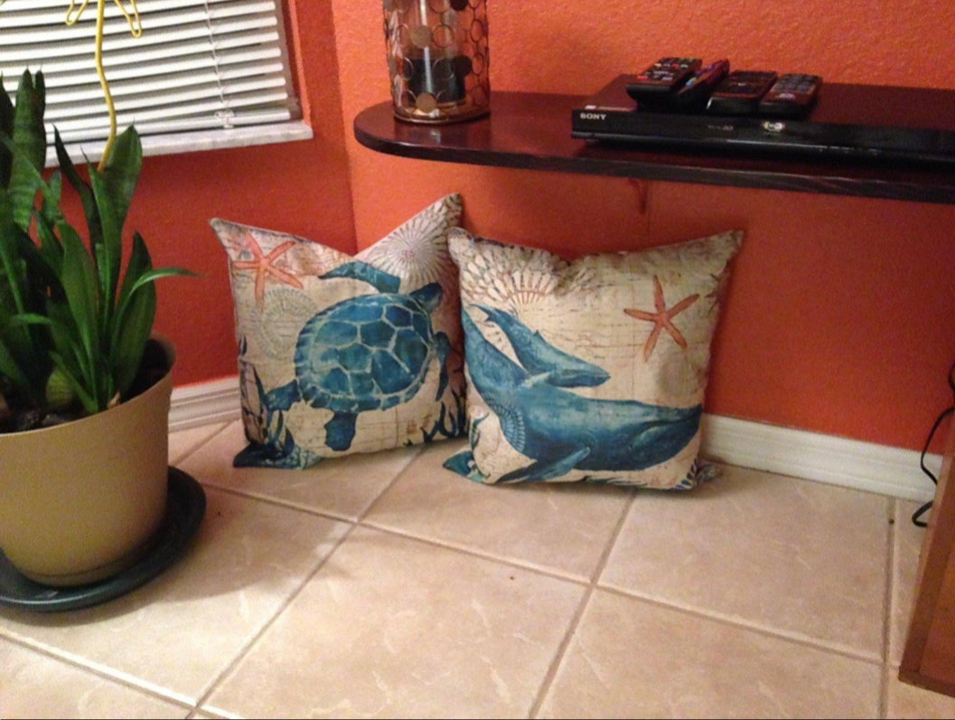 Cushion Cover with Sea Life Motif for Decoration