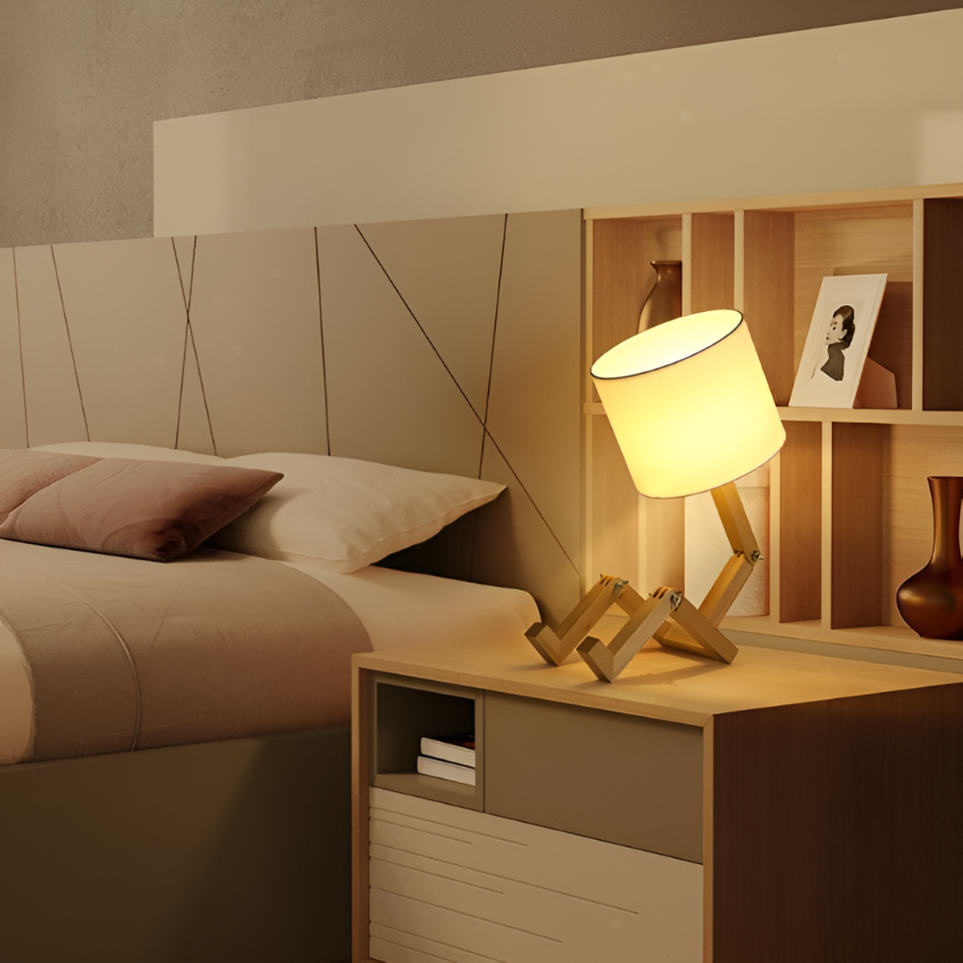 Innovative Solid Wood Robot Desk Lamp
