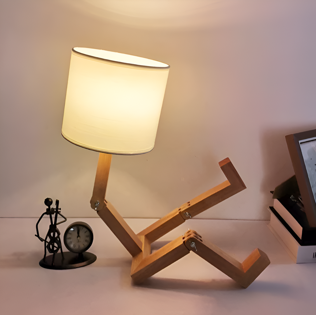 Innovative Solid Wood Robot Desk Lamp