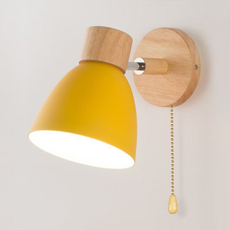 Scandinavian Hanging Wall Lamp Made of Wood