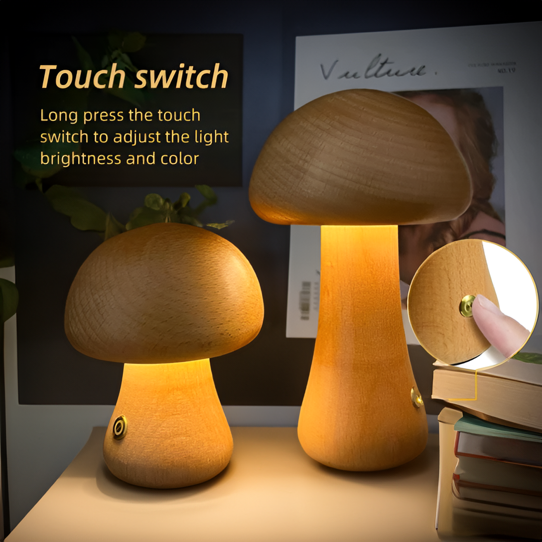 Wooden LED Table Lamp with Touch Control