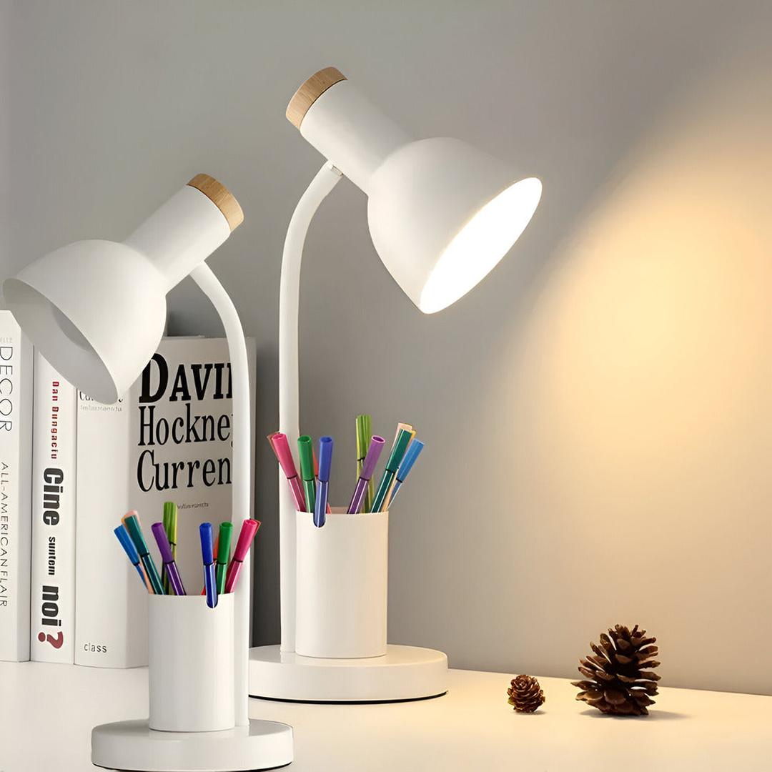 Nordic-Style LED Table Lamp with Elegant Pencil Holder