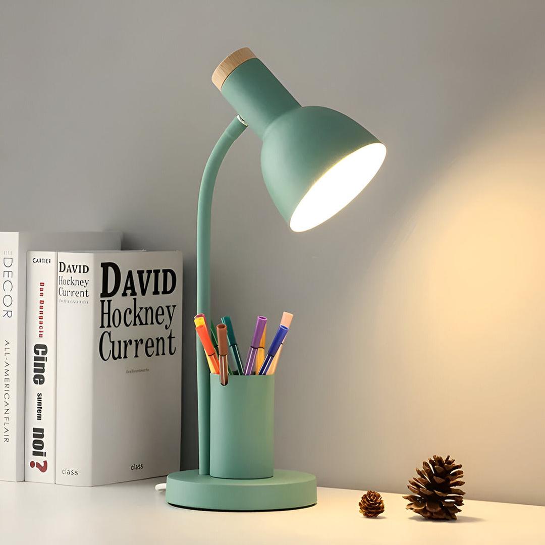 Nordic-Style LED Table Lamp with Elegant Pencil Holder