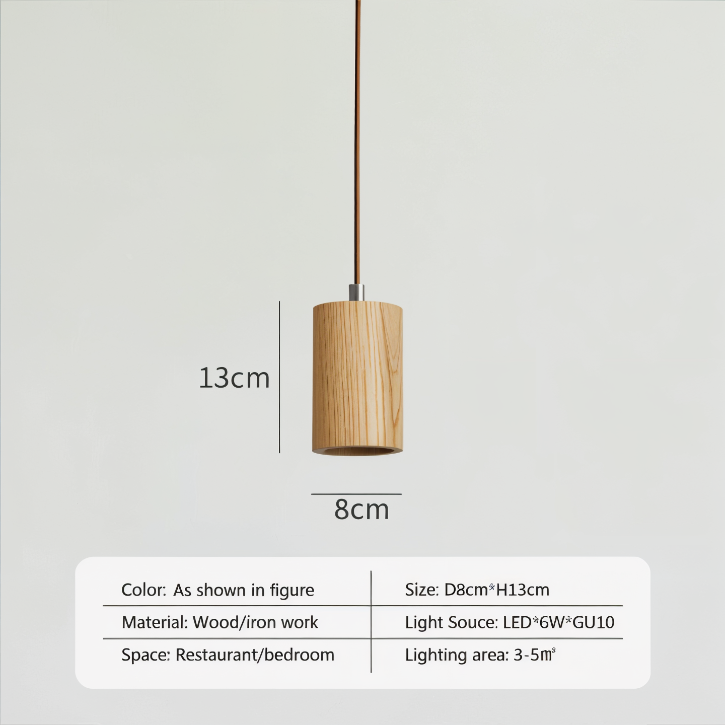 Solid Wood Cylinder Pendant Light - Minimalist Finish