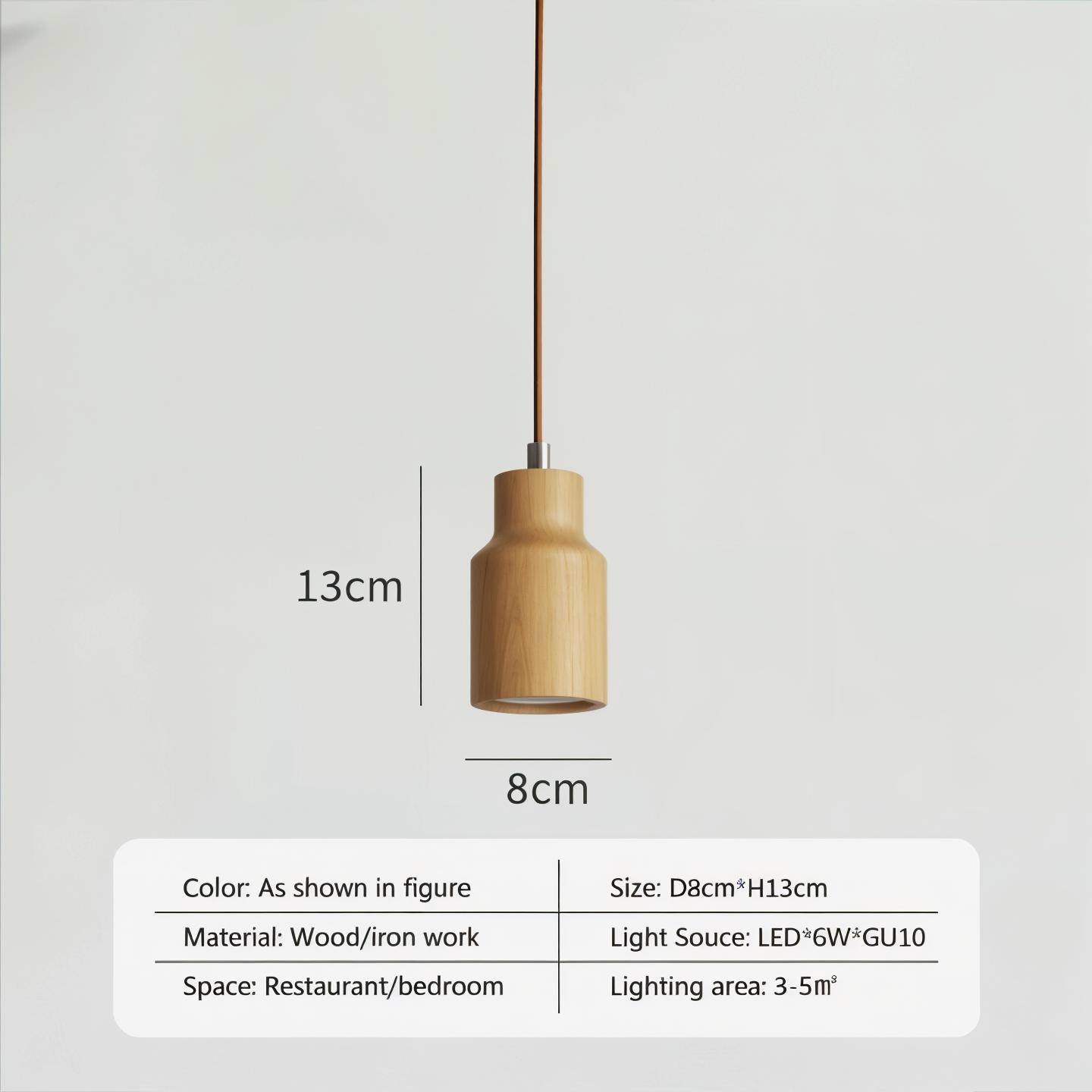 Solid Wood Cylinder Pendant Light - Minimalist Finish
