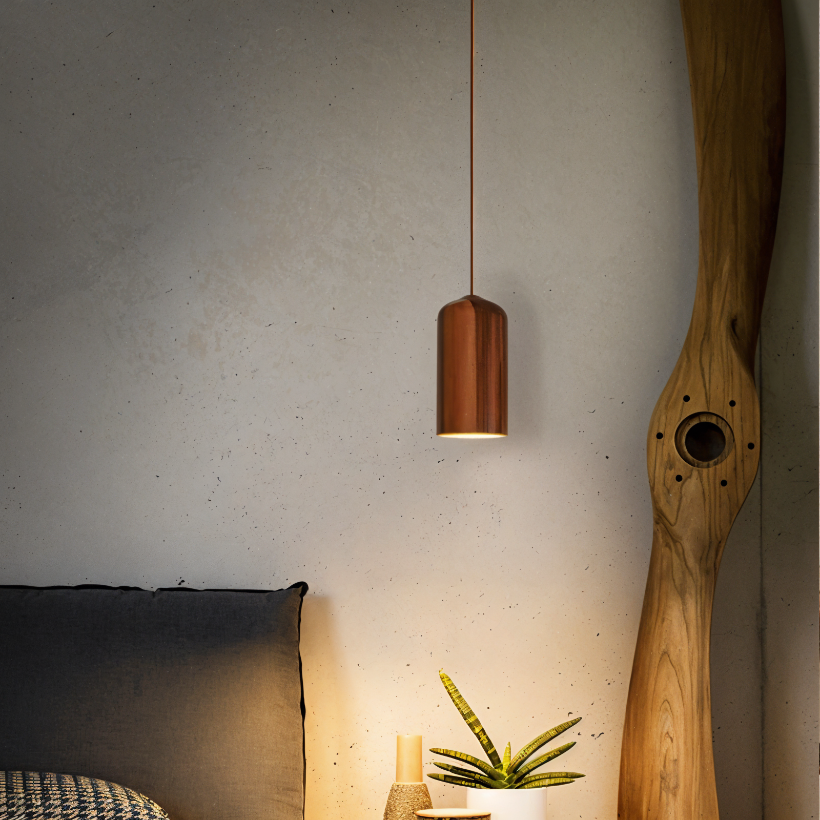 Solid Wood Cylinder Pendant Light - Minimalist Finish