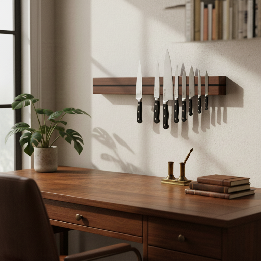 Magnetic Bamboo Knife Rack