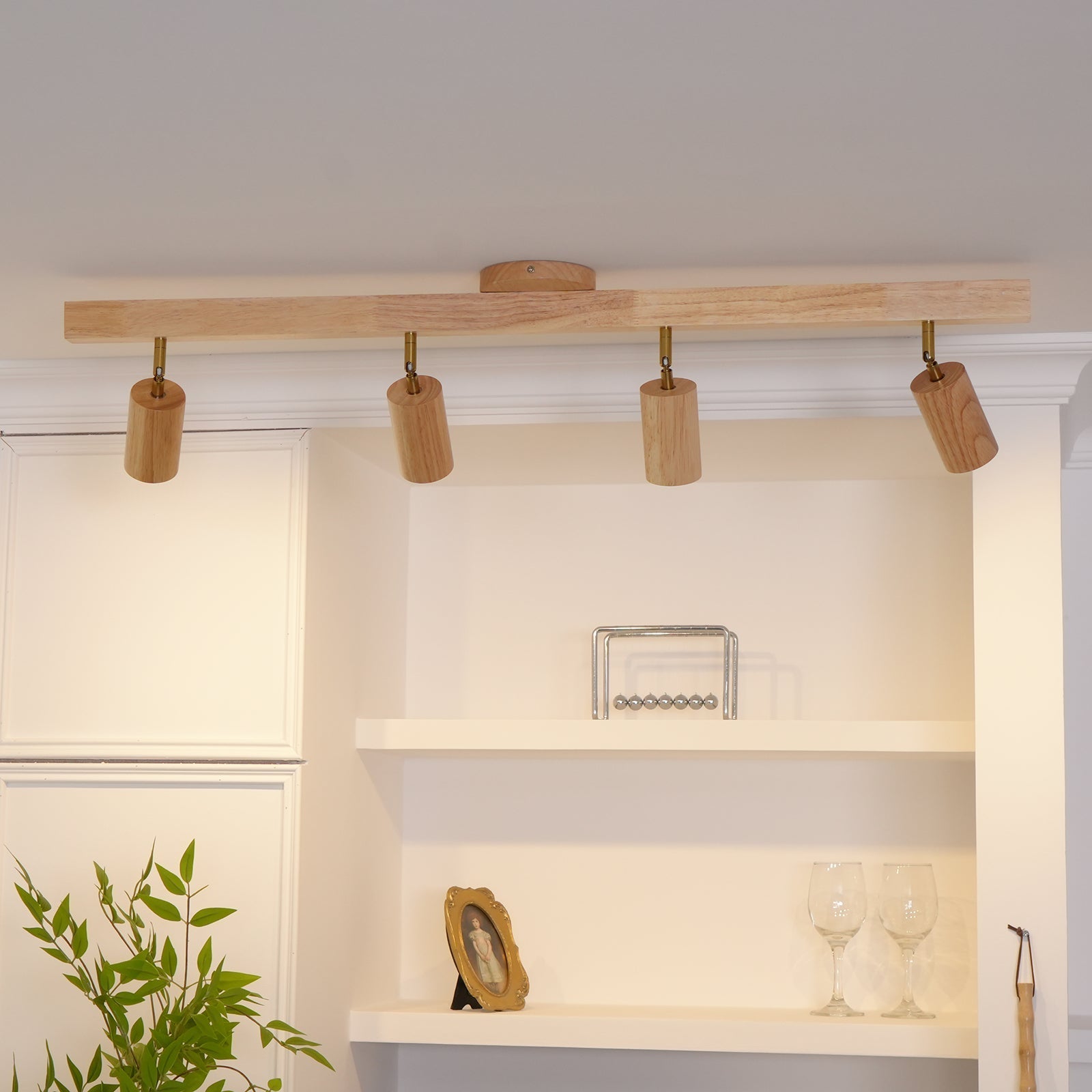 Adjustable Wooden Track Ceiling Lamp