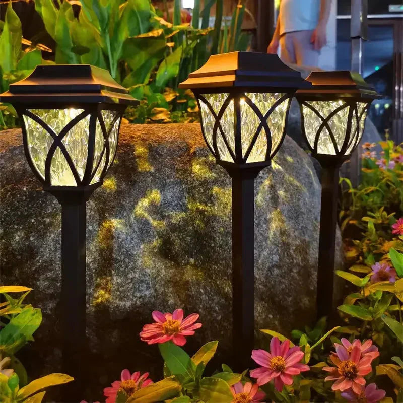 Solar spike outdoor lighting with natural charm