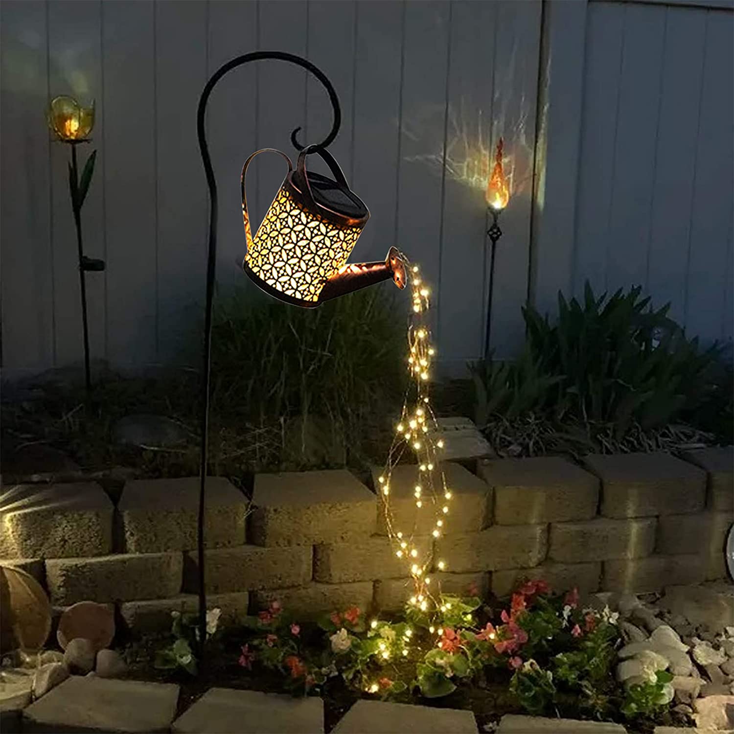 Solar Powered Waterfall Can With Cascading LED Fairy Lights