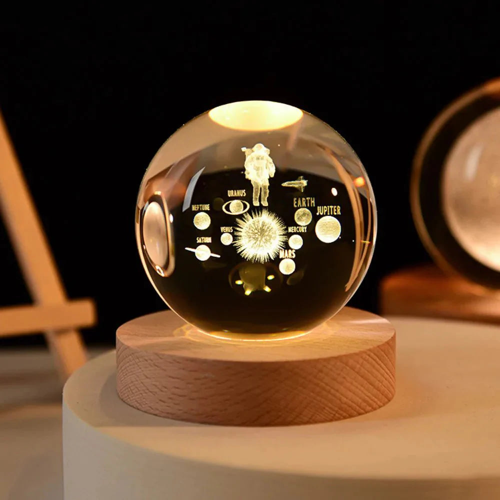 Crystal Solar System Globe Display