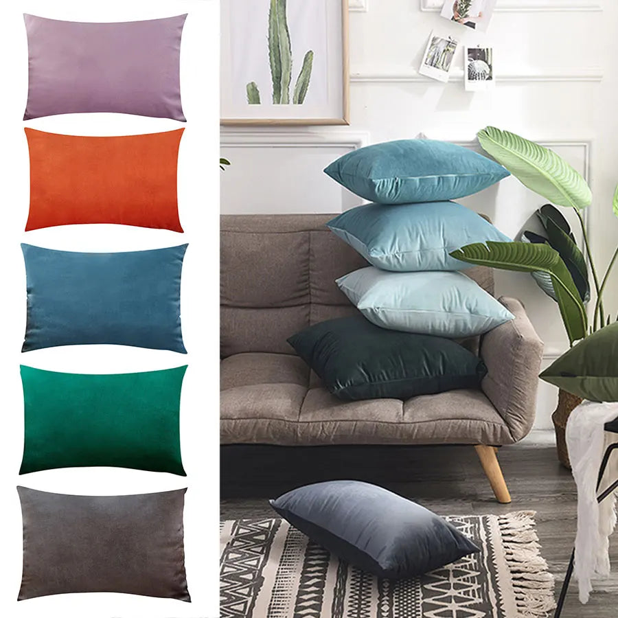Velvet Decorative Cushion in Cheerful Sweet Colours for Sofa and Bedroom
