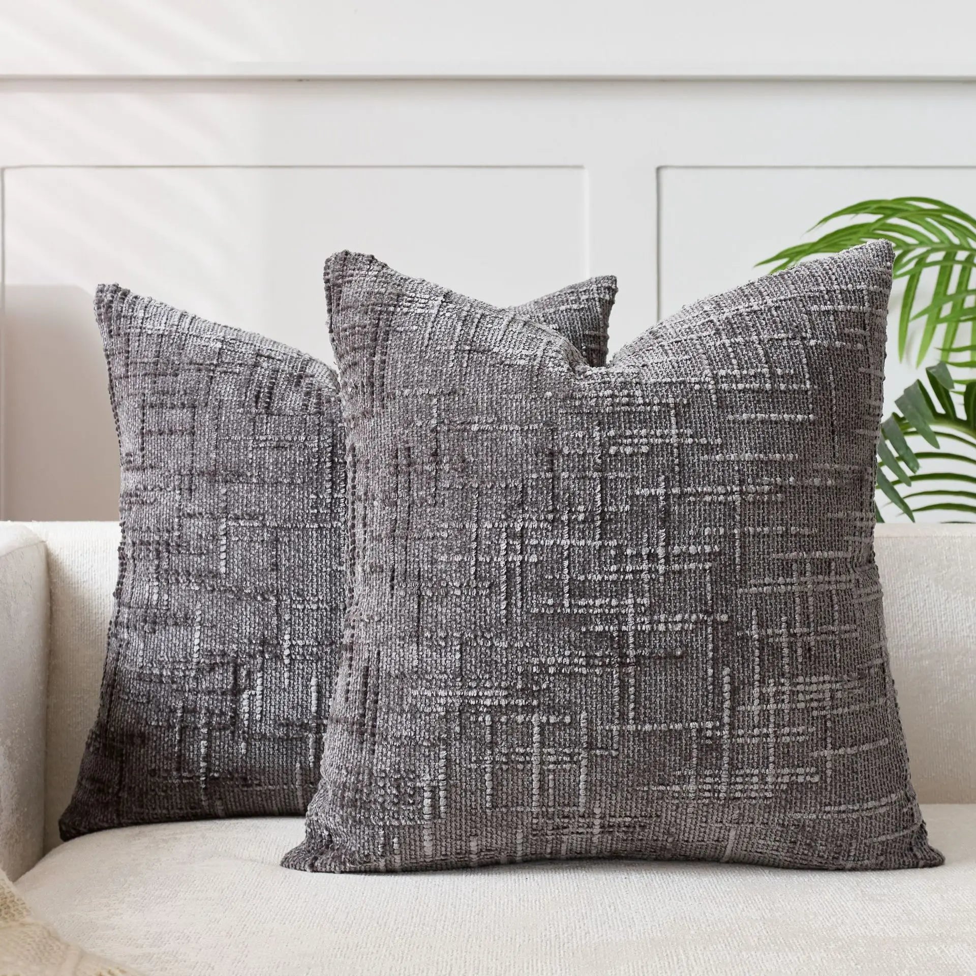 Chenille Textured Cushion – Bamboo Weave Pattern