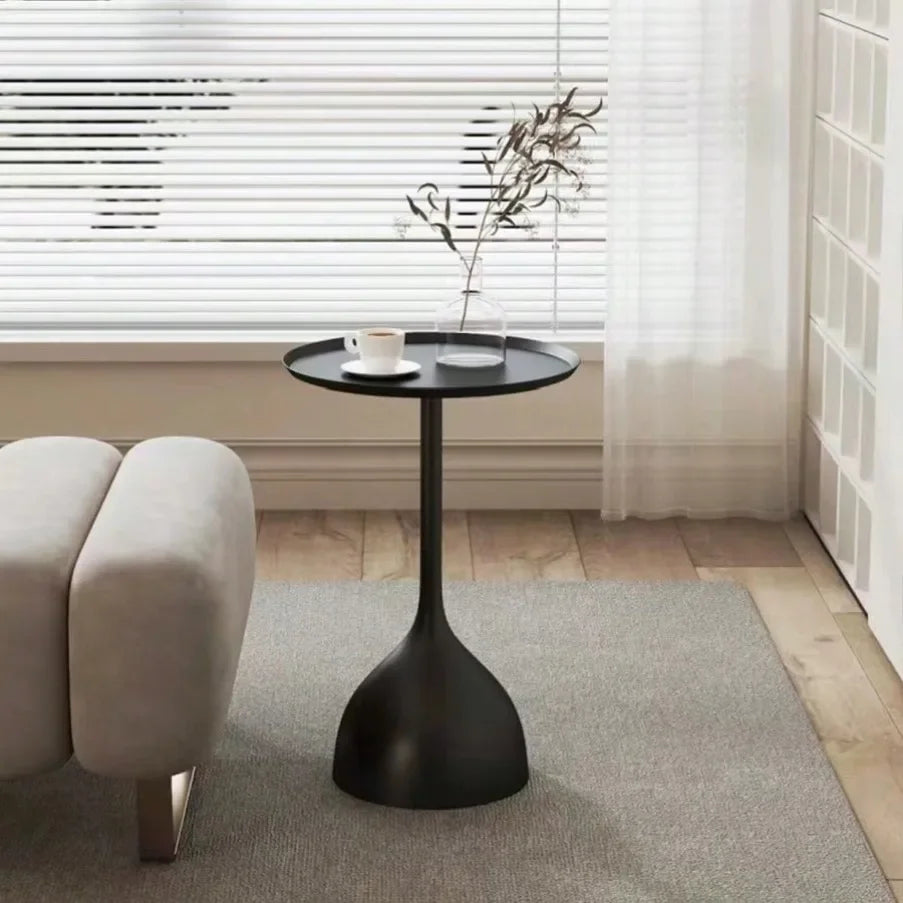 Scandinavian Round Side Table in Metal