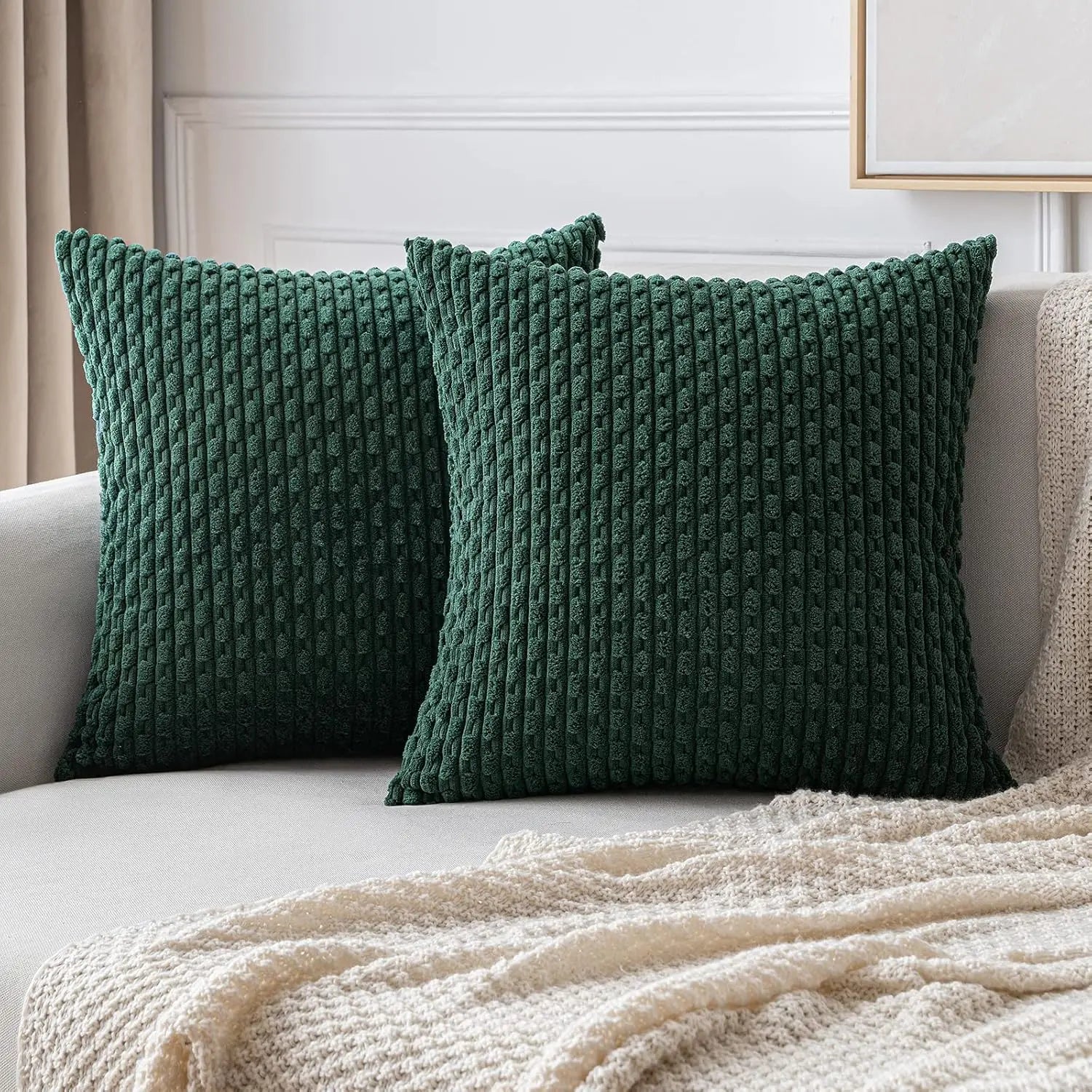 Ribbed Corduroy Cushion – Striped Textured Throw Pillow