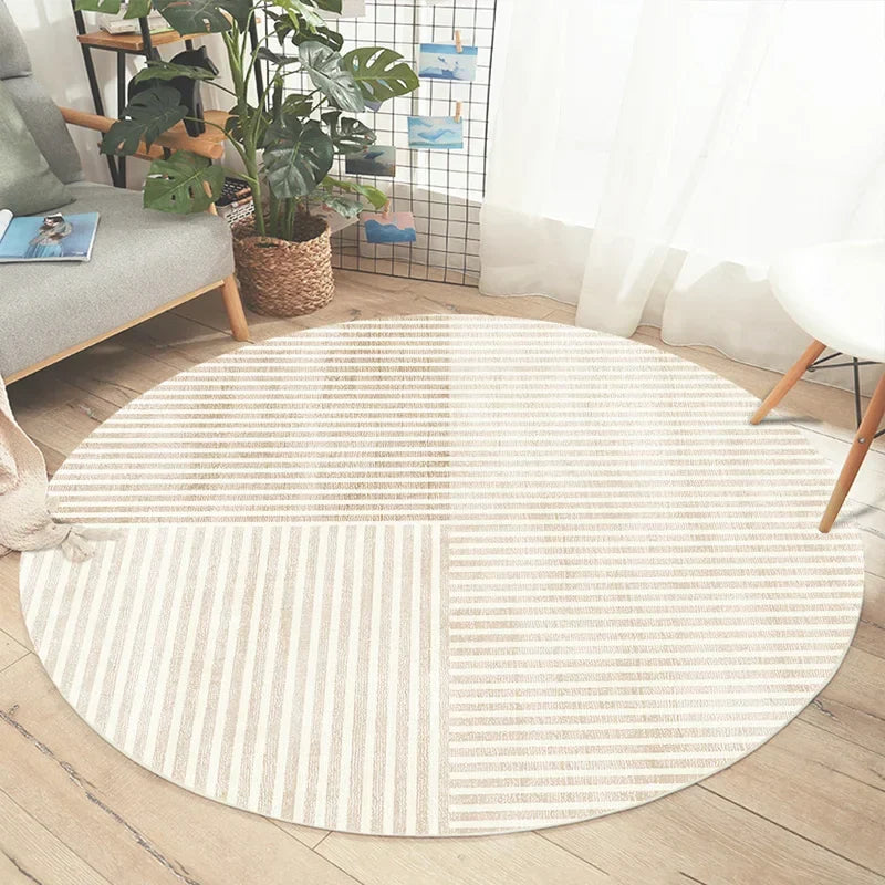 Japanese Style Round Washable Rug for Living Room