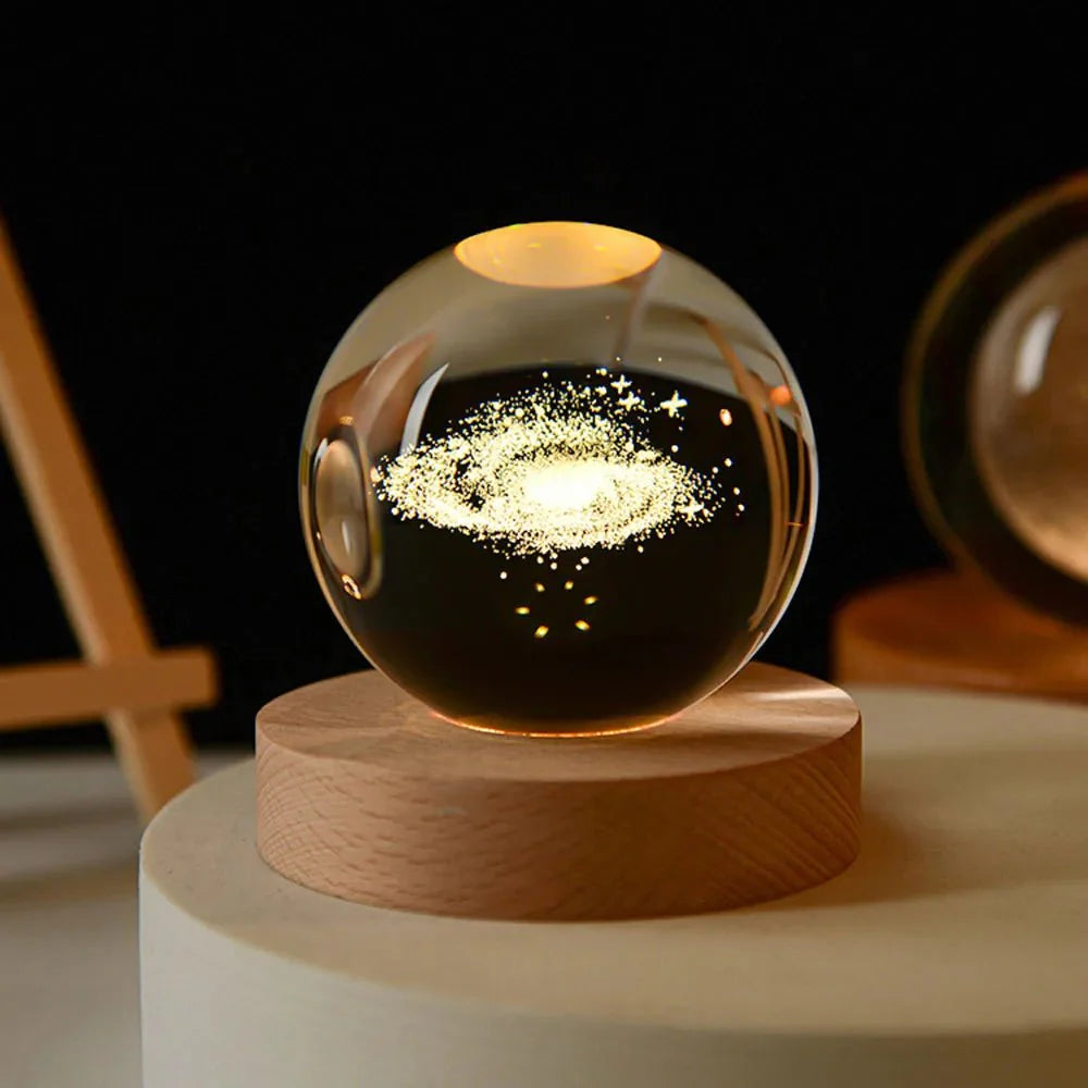 Crystal Solar System Globe Display