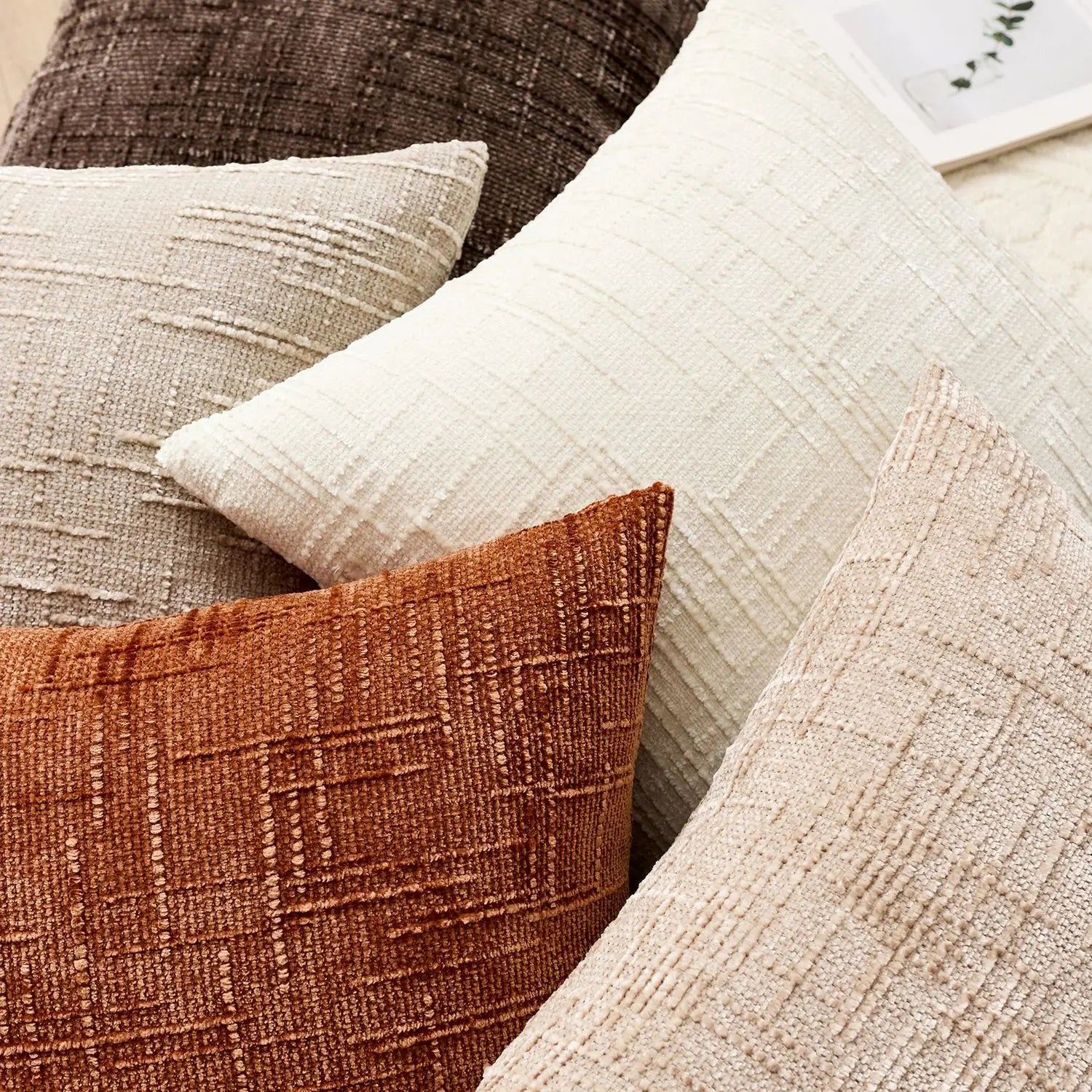 Chenille Textured Cushion – Bamboo Weave Pattern