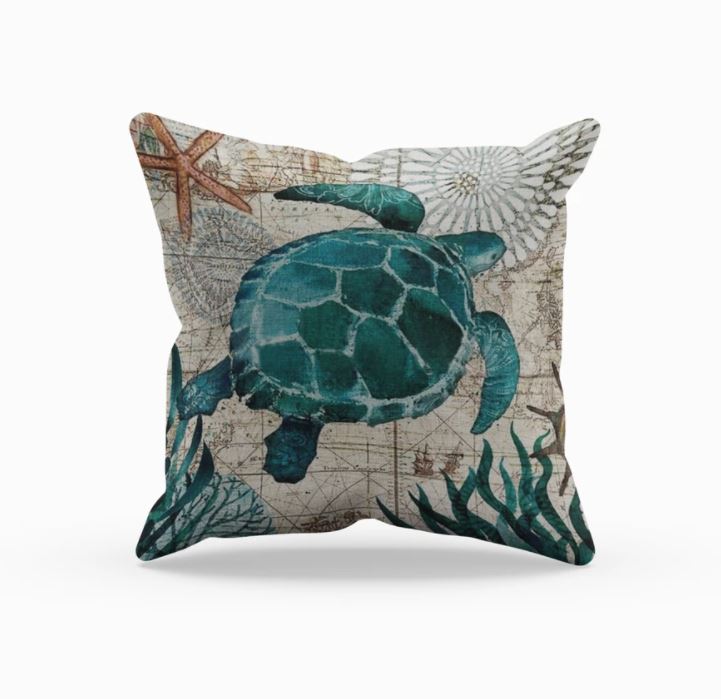 Cushion Cover with Sea Life Motif for Decoration
